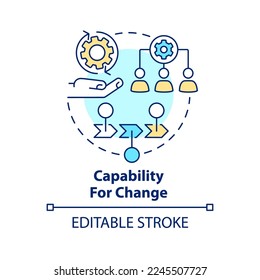 Capability for change concept icon. Government transformation discipline abstract idea thin line illustration. Isolated outline drawing. Editable stroke. Arial, Myriad Pro-Bold fonts used