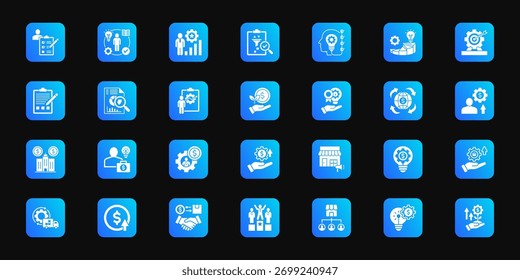 Capability development   Cohesive set of minimalist vector icons representing key ideas with visual clarity