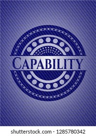 Capability emblem with denim high quality background