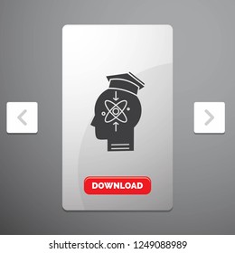 capability, head, human, knowledge, skill Glyph Icon in Carousal Pagination Slider Design and Red Download Button