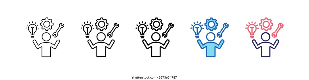 Ícone De Recurso Em 5 Estilos Diferentes Definir Coleção.