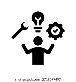 Ilustración vectorial de glifos de iconos de administración de capacidades