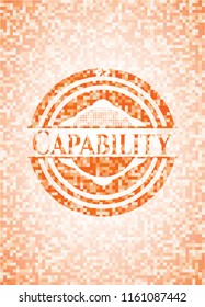 Capability orange mosaic emblem with background