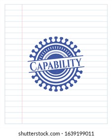 Capability pen draw. Blue ink. Vector Illustration. Detailed.
