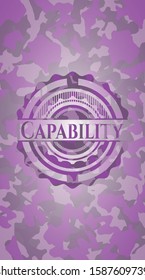 Capability pink on camouflage texture. Vector Illustration. Detailed.