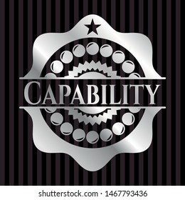 Capability silvery shiny emblem. Vector Illustration. Mosaic.