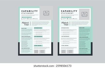 Capability Statement design with 2 style layout template