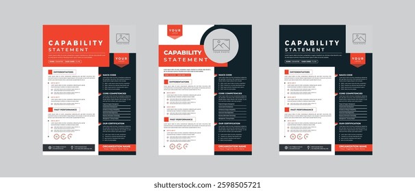 Capability Statement design with 3 style layout template