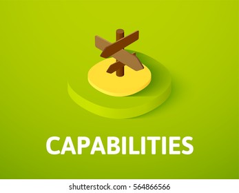 Capabilties icon, vector symbol in flat isometric style isolated on color background