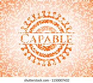 Capable abstract orange mosaic emblem