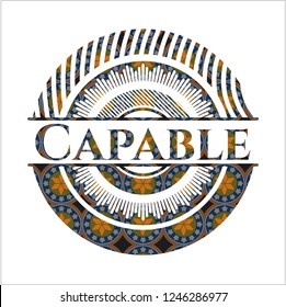 Capable arabesque badge. arabic decoration.