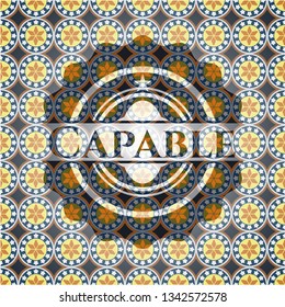 Capable arabesque badge. arabic decoration.