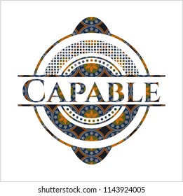 Capable arabesque emblem. arabic decoration.
