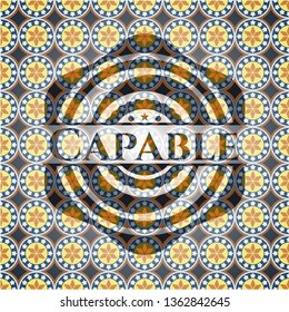 Capable arabesque style emblem. arabic decoration.