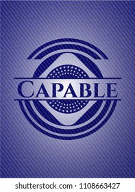 Capable badge with denim texture