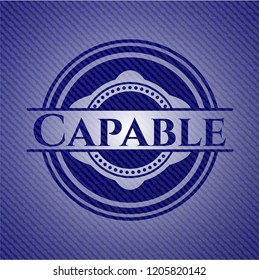 Capable emblem with jean texture