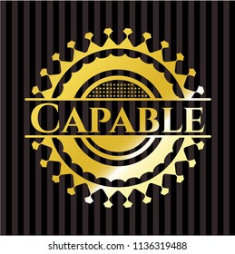 Capable golden emblem or badge