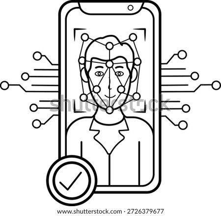 capable of matching human face from digital image  concept, Face recognition system using Artificial Intelligence vector icon design, AI automation stock illustration