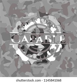 Capable on grey camouflage texture