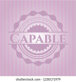 Capable pink emblem. Retro