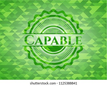 Capable realistic green mosaic emblem