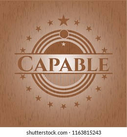 Capable retro wood emblem