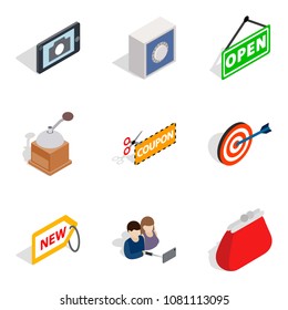 Capable woman icons set. Isometric set of 9 capable woman vector icons for web isolated on white background