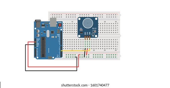 capacitive  touch switch arduino interfacing top view illustration 