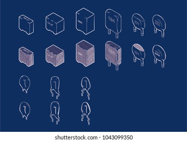 Capacitor Blueprint Collection  Isometric View