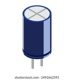 Capacitor electronic component. Capacitor icon. Isometric capacitor. Isometric electronic component. Vector illustration
