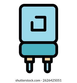 Capacitor for electronic icon. Outline capacitor for electronic vector icon thin line color flat on white