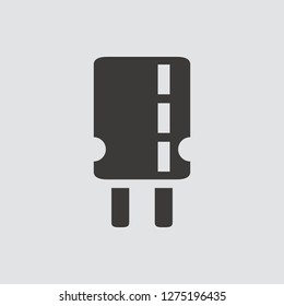 Capacitor icon isolated of flat style. Vector illustration.
