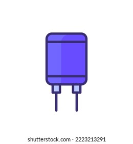 Capacitor Icon On White, Vector