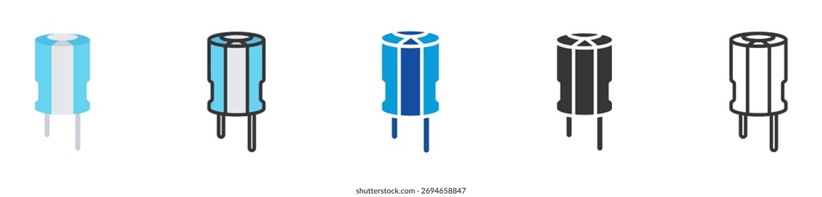 ícone do capacitor definir coleção de vários estilos