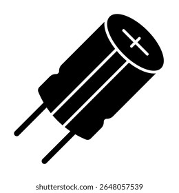 Ilustración de estilo sólido de icono de condensador