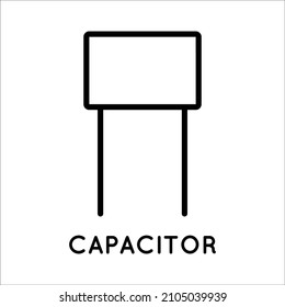 Capacitor line icon, an electronic device designed to store the energy of an electric field, in a simple style isolated on white background. Vector sign in simple style isolated on white background