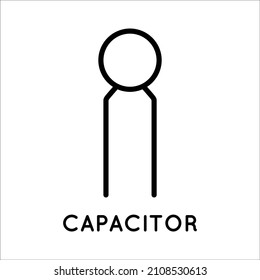 Capacitor line icon, an electronic device designed to store the energy of an electric field, in a simple style isolated on white background. Vector sign in simple style isolated on white background