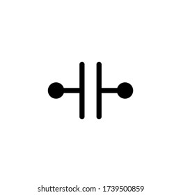Capacitor symbol, sign design. Designation of electronic components