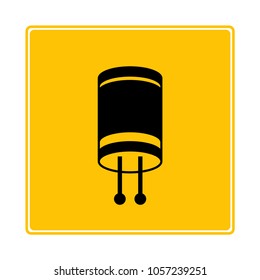 capacitor symbol in yellow background
