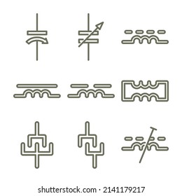 Capacitors and Electric Condensers icon design with outline style