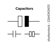 Capacitors icon on white background. Flat vector illustration.