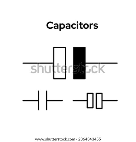 Capacitors icon on white background. Flat vector illustration.