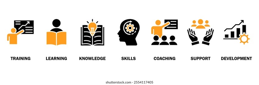 Capacity building banner web icon vector illustration concept with an icon of training, learning, knowledge, skills, coaching, support, and development