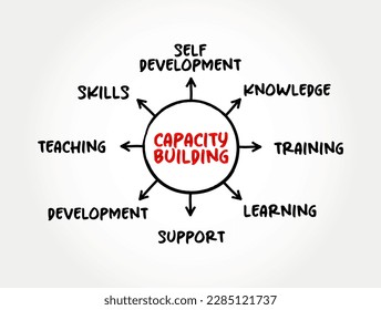 Capacity building - improvement in an individual or organization's facility to produce, perform or deploy, mind map concept for presentations and reports