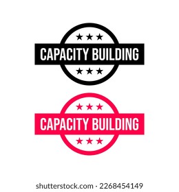 Capacity building training learning empowering icon label badge design vector