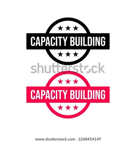 Capacity building training learning empowering icon label badge design vector