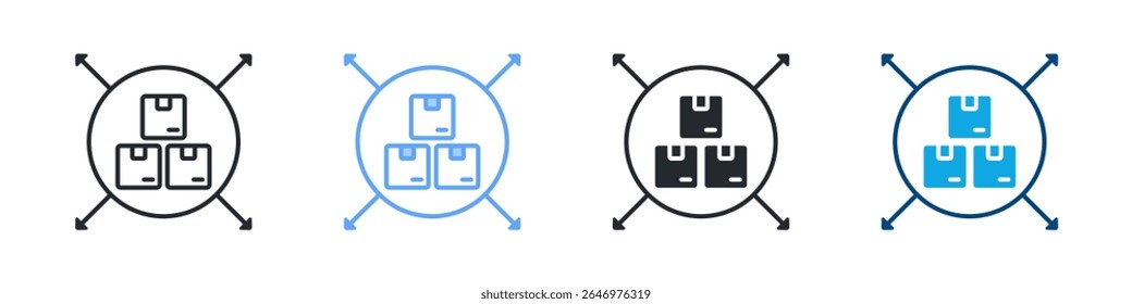 Ícone De Capacidade Definir Vários Estilos. Projetado Em Contorno, Azul, Glifo, Tom Duplo