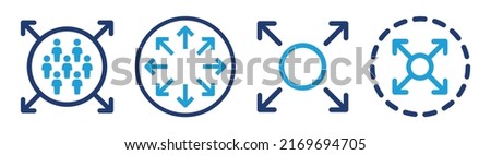 Capacity outline icon set vector illustration. Expand size sign with arrow symbol. Foto stock © 