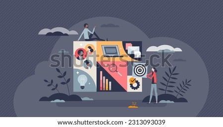 Capacity planning as effective resource management tiny person concept. Project performance necessary work and resource for demand provision vector illustration. Business optimization or organization