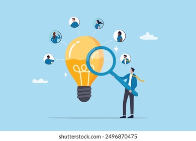 Capacity planning, resource management or efficiency analysis, demand provisioning, redundancy or utilization forecast, resource allocation concept, businessman magnify lightbulb capacity plan.